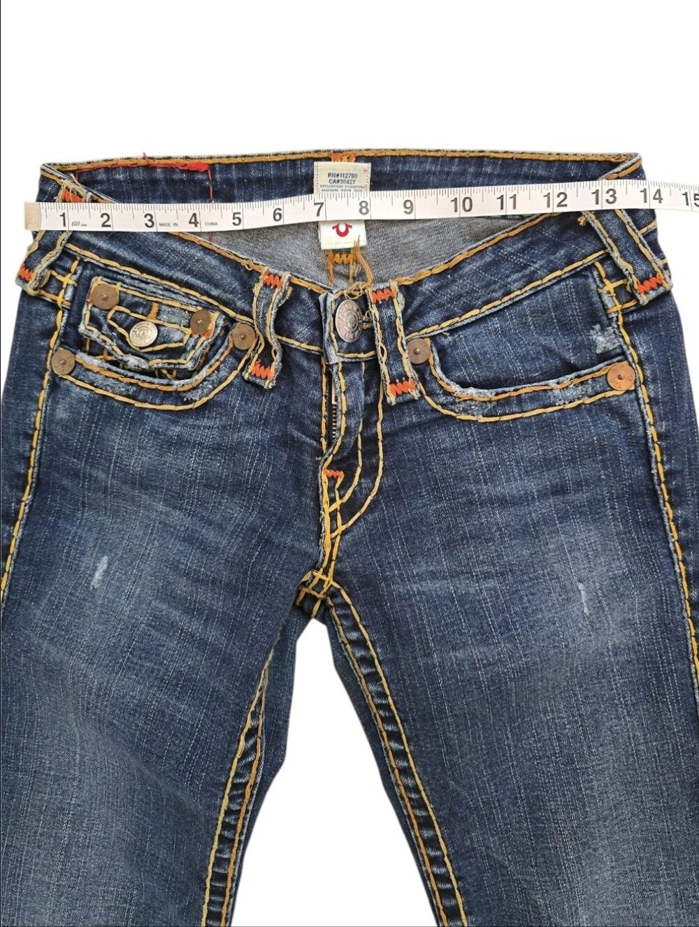 True Religion Joey Bootcut Jeans Women's 26 Dark Wash Flap Pocket Low Rise Y2K - Picture 7 of 16